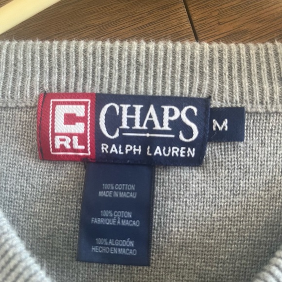 Men’s Chaps sweater. Size M. Gray/blue stripes. - Picture 3 of 4